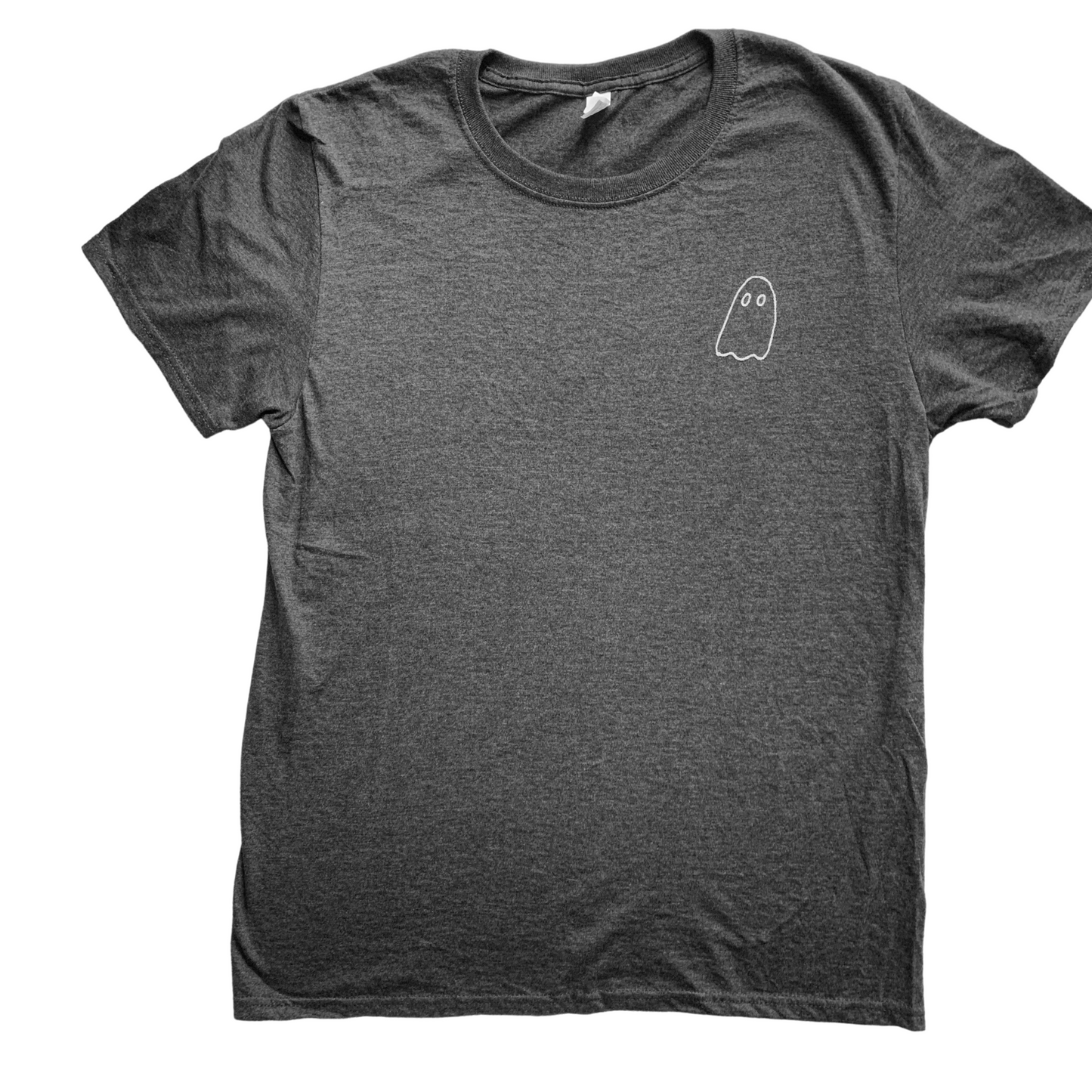 ADULT Medium Charcoal Little Ghost Chainstitch Tshirt