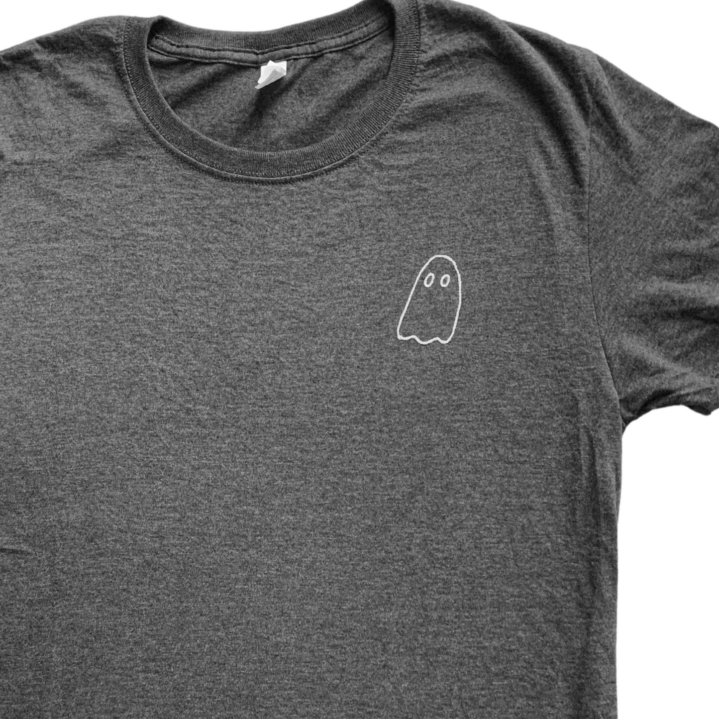 ADULT Medium Charcoal Little Ghost Chainstitch Tshirt