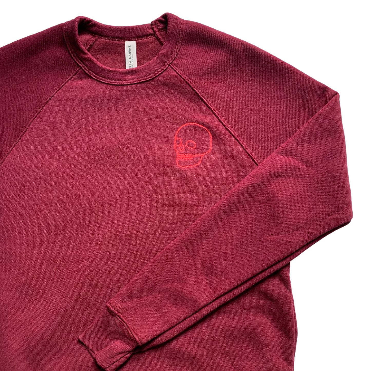ADULT Maroon Spooky Skull Chainstitch Sweatshirt