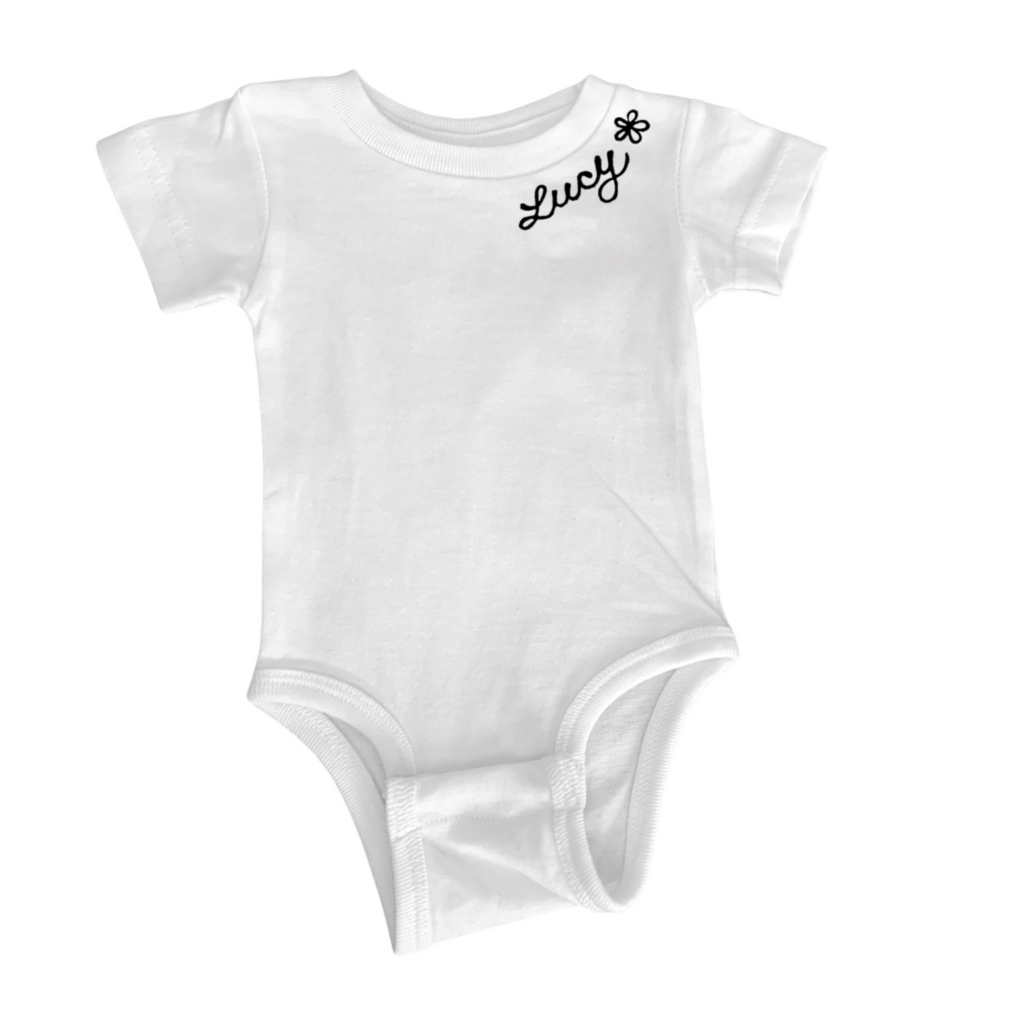 The Short Sleeve Chainstitch Baby Onesie - White