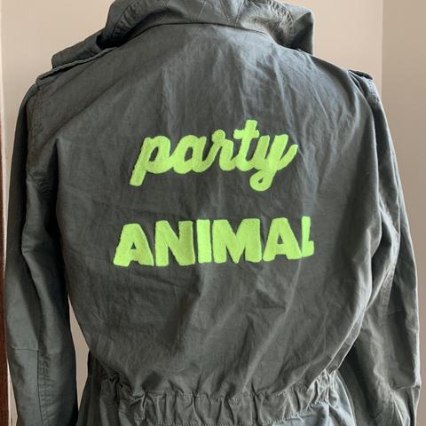 Neon Chainstitch Embroidery on a Vintage Army Green Coat