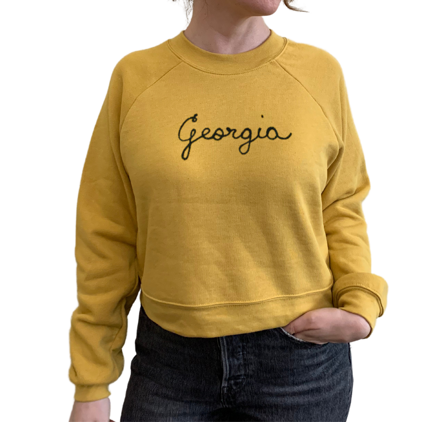 The Women's Cropped Chainstitch Sweatshirt - Mustard