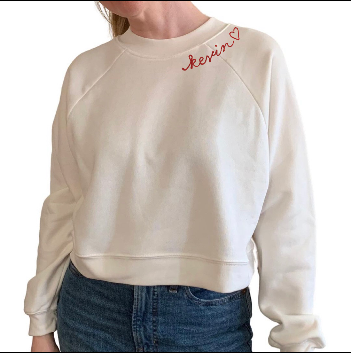 The Women's Cropped Chainstitch Sweatshirt - Cream
