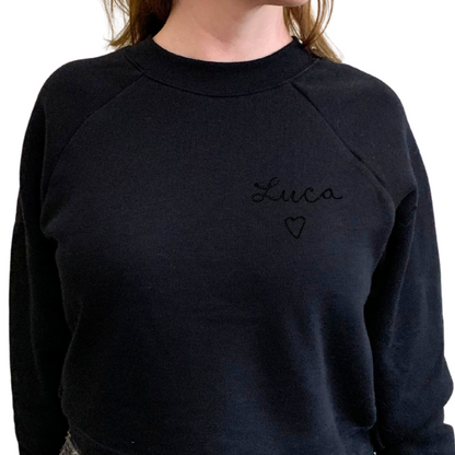 Women's Secret Message Cropped Chainstitch Sweatshirt