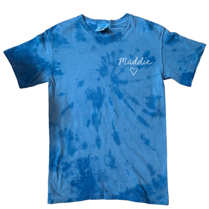 Adult Cobalt Blue Tie Dye Chainstitch T-Shirt