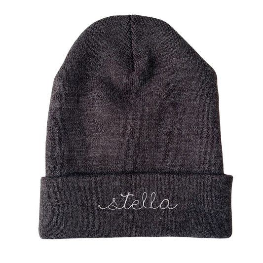 The Kids Chainstitch Beanie - Charcoal Gray