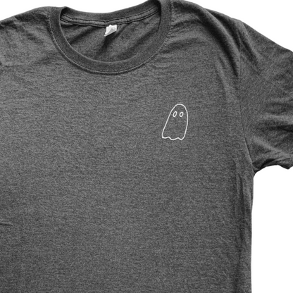 ADULT Medium Charcoal Little Ghost Chainstitch Tshirt