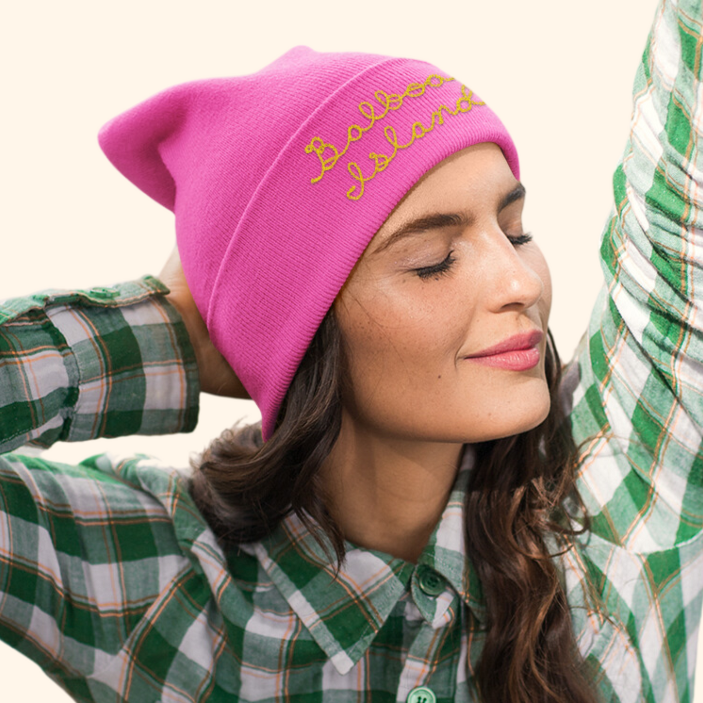 The Adult Chainstitch Beanie - Hot Pink
