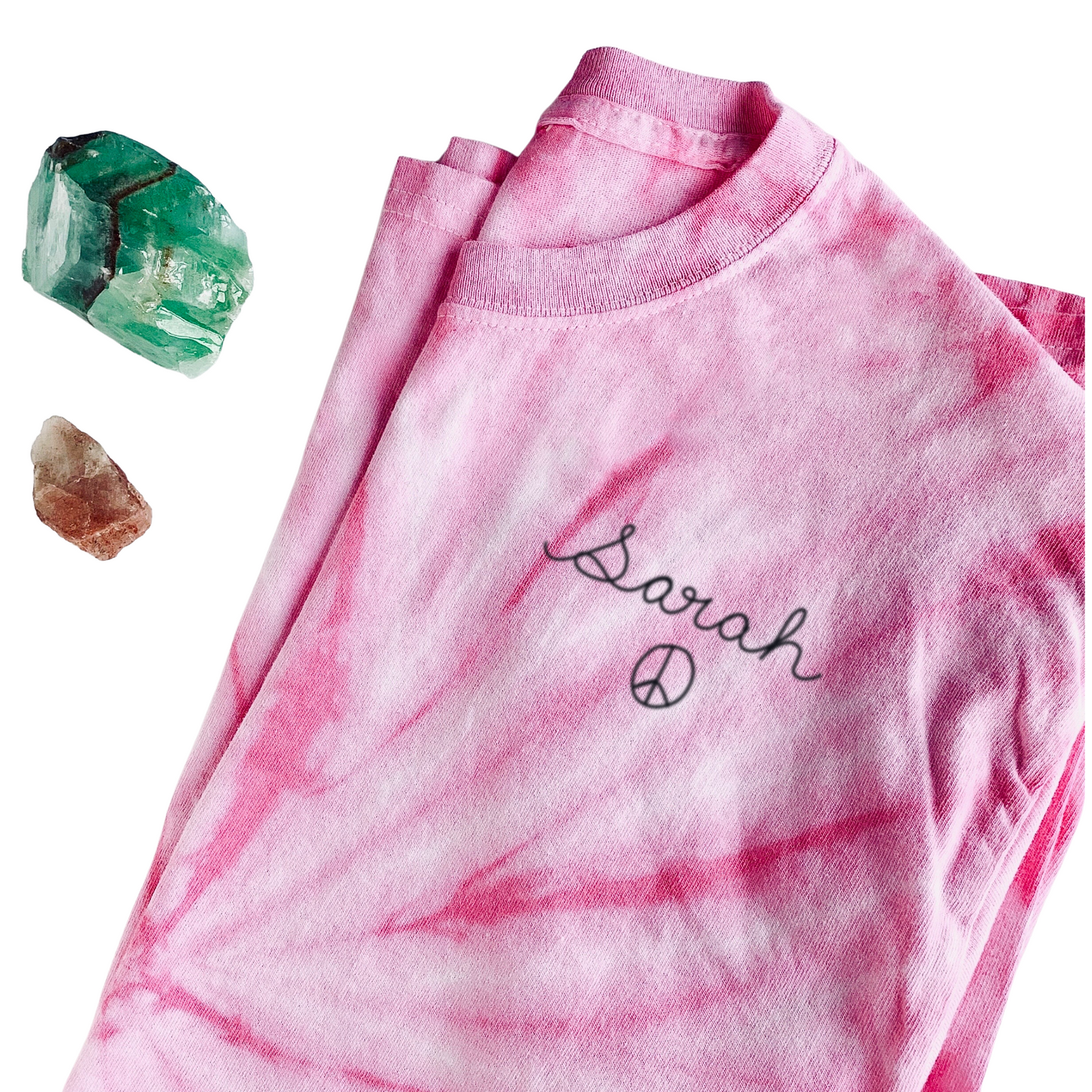 Adult Pink Tie Dye Chainstitch T-Shirt