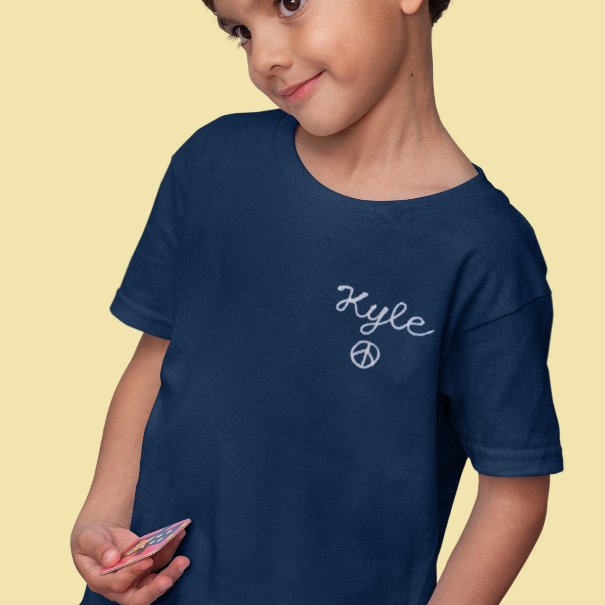 The Kids Chainstitch T Shirt Navy