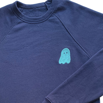 ADULT Navy Little Ghost Chainstitch Sweatshirt