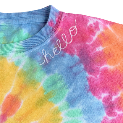 Kids Rainbow Tie Dye Embroidered Shirt