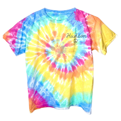 Kids Rainbow Tie Dye Embroidered Shirt