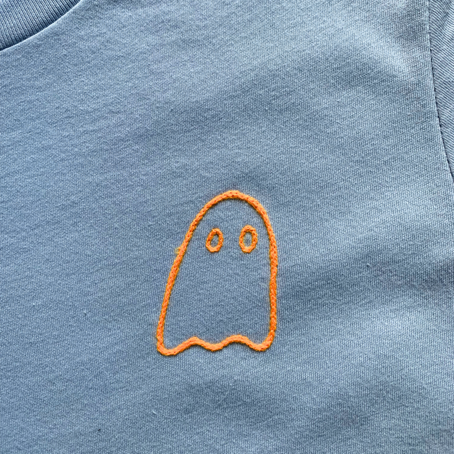 ADULT Small Baby Blue Little Ghost Chainstitch Tshirt