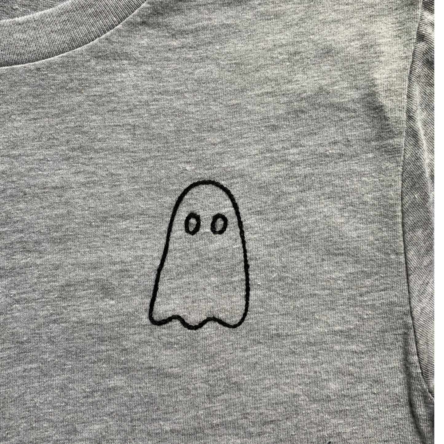 ADULT XS Gray Little Ghost Chainstitch Tshirt