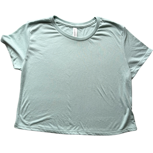ADULT - Women's Medium Cropped Robins Egg Blue T-Shirt
