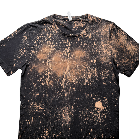 ADULT - Large Black Bleach Dye T Shirt