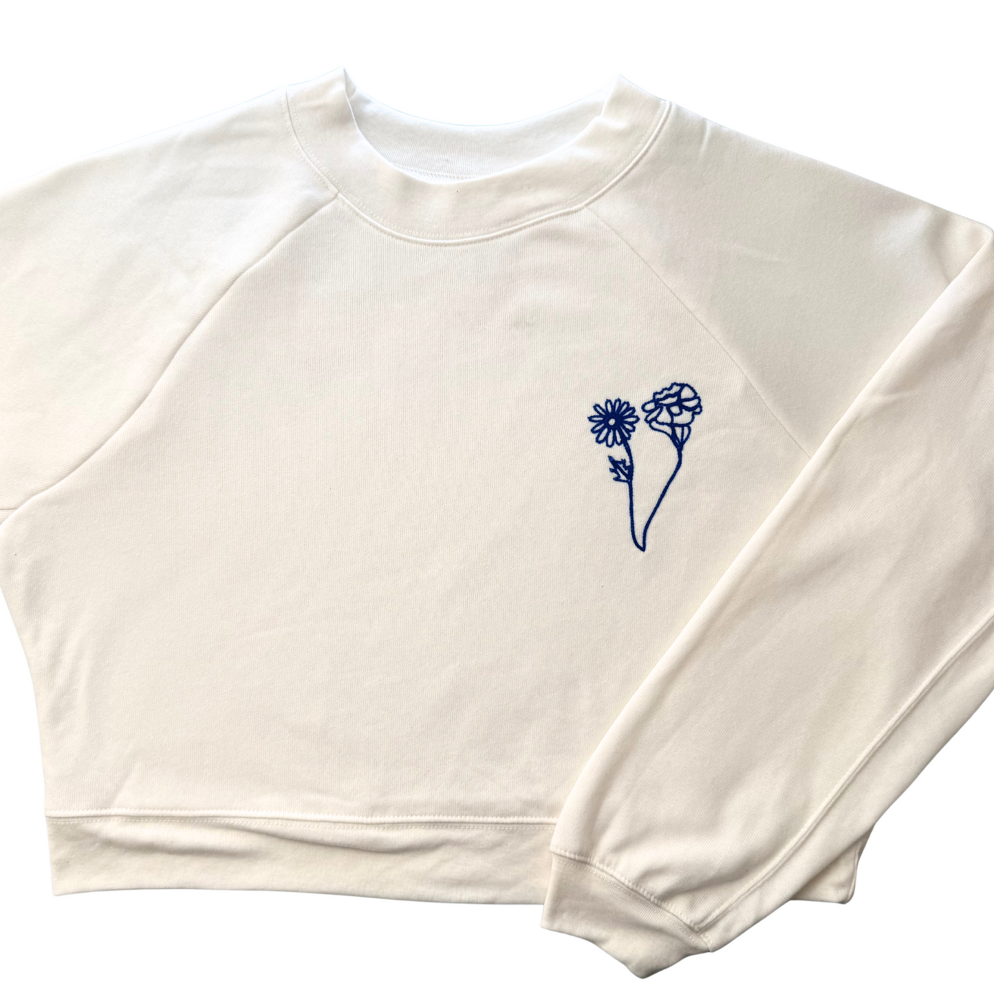 ADULT- Small Womens Cropped Flower Sweatshirt