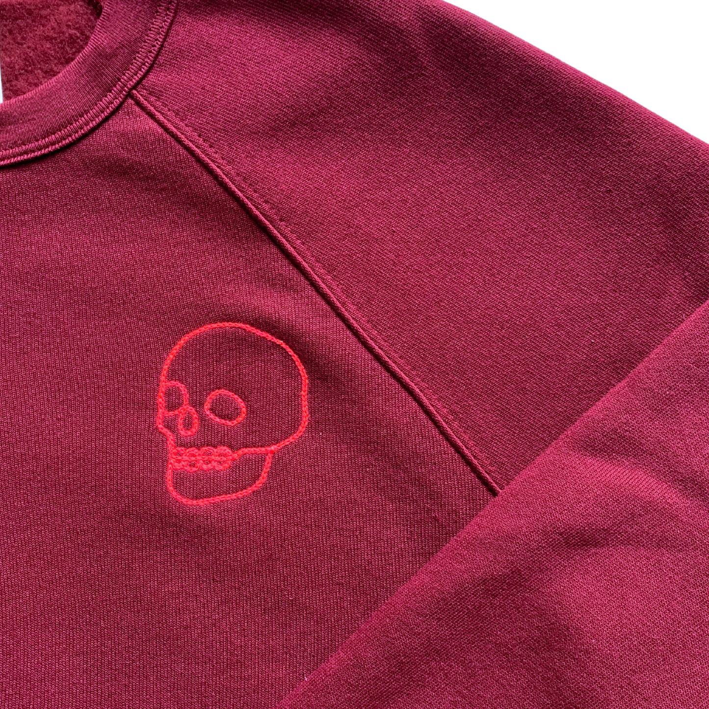 ADULT Maroon Spooky Skull Chainstitch Sweatshirt