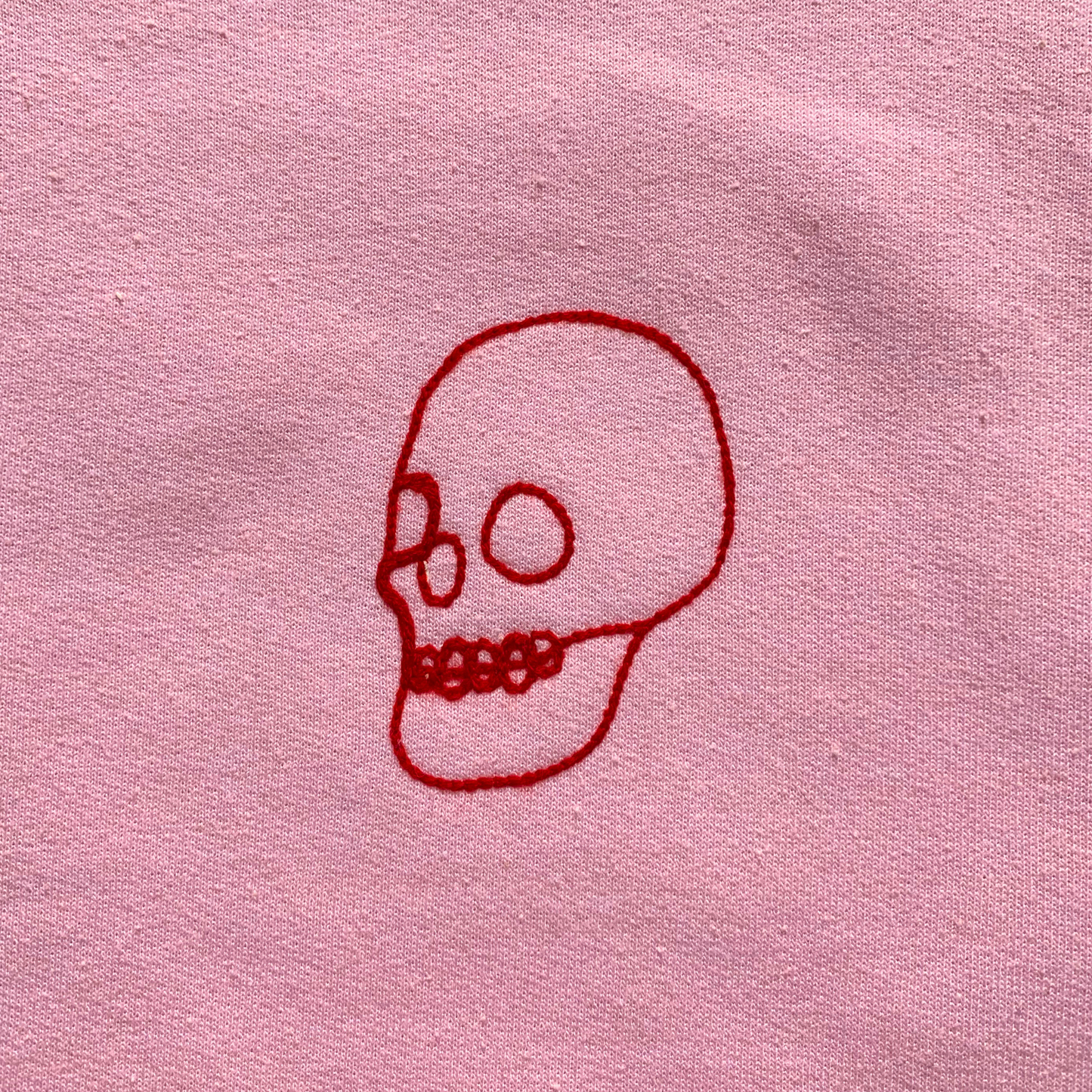 ADULT Small Pink Spooky Skull Chainstitch Sweatshirt