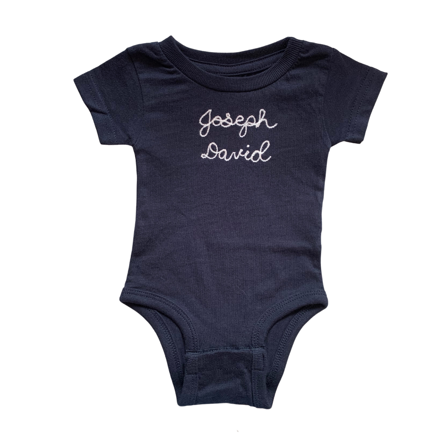 The Short Sleeve Chainstitch Baby Onesie - Navy