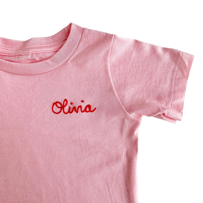 The Kids Chainstitch T-Shirt - Light Pink