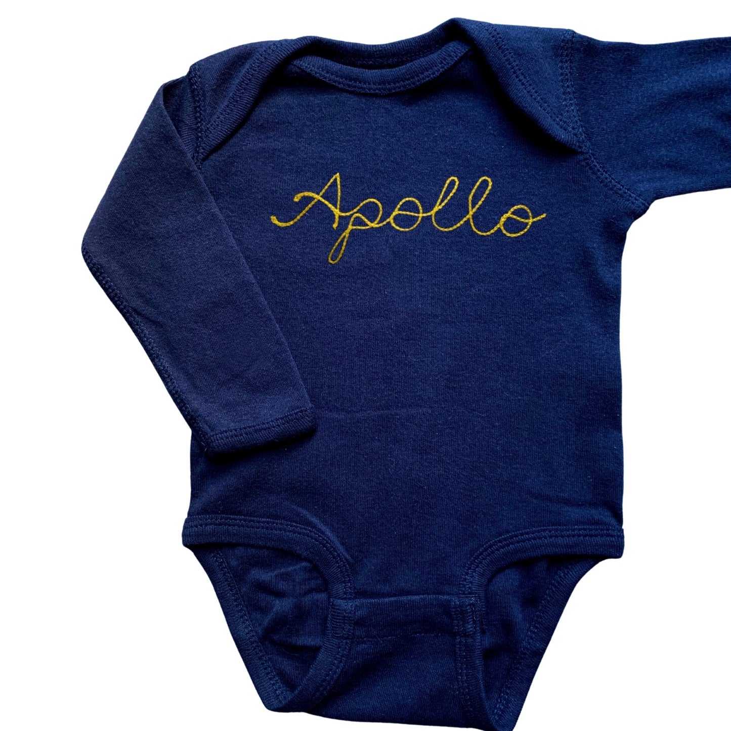 The Long Sleeve Chainstitch Baby Onesie - Navy