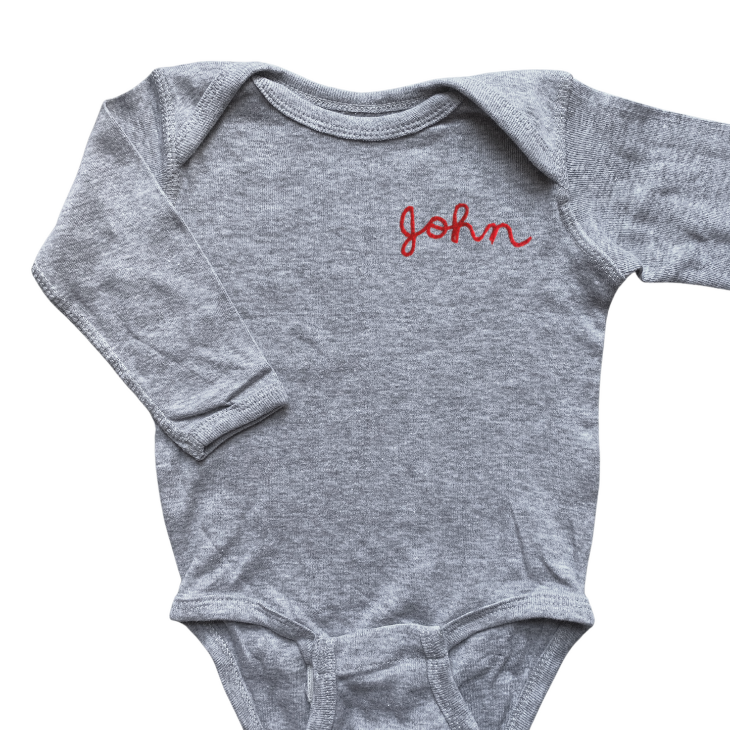 The Long Sleeve Chainstitch Baby Onesie - Gray