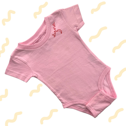 The Short Sleeve Chainstitch Baby Onesie - Pink