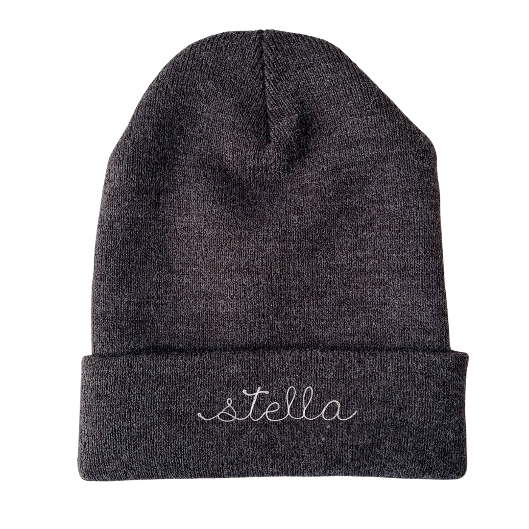 The Adult Chainstitch Beanie - Charcoal Gray