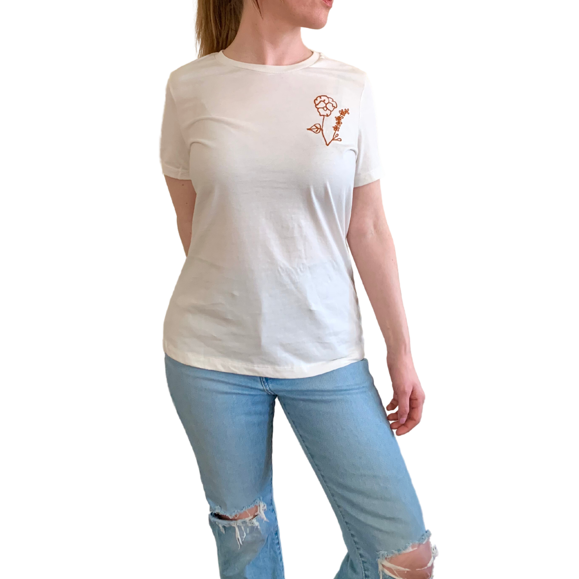 Custom Hand Embroidered Floral Letter Onesie® or T-shirt